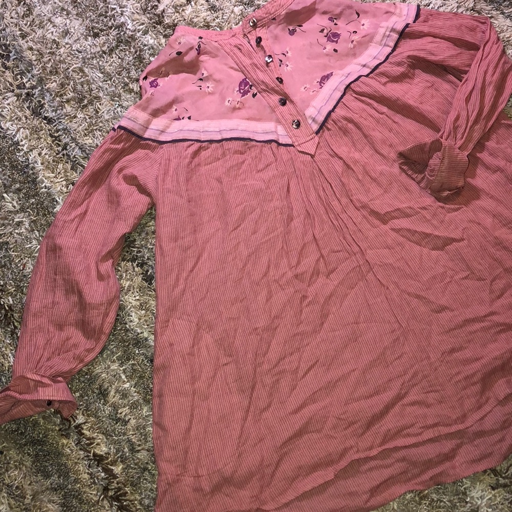 NEW FREE PEOPLE M L HEARTS COLORS SWING TOP BLOUSE - Picture 2 of 8